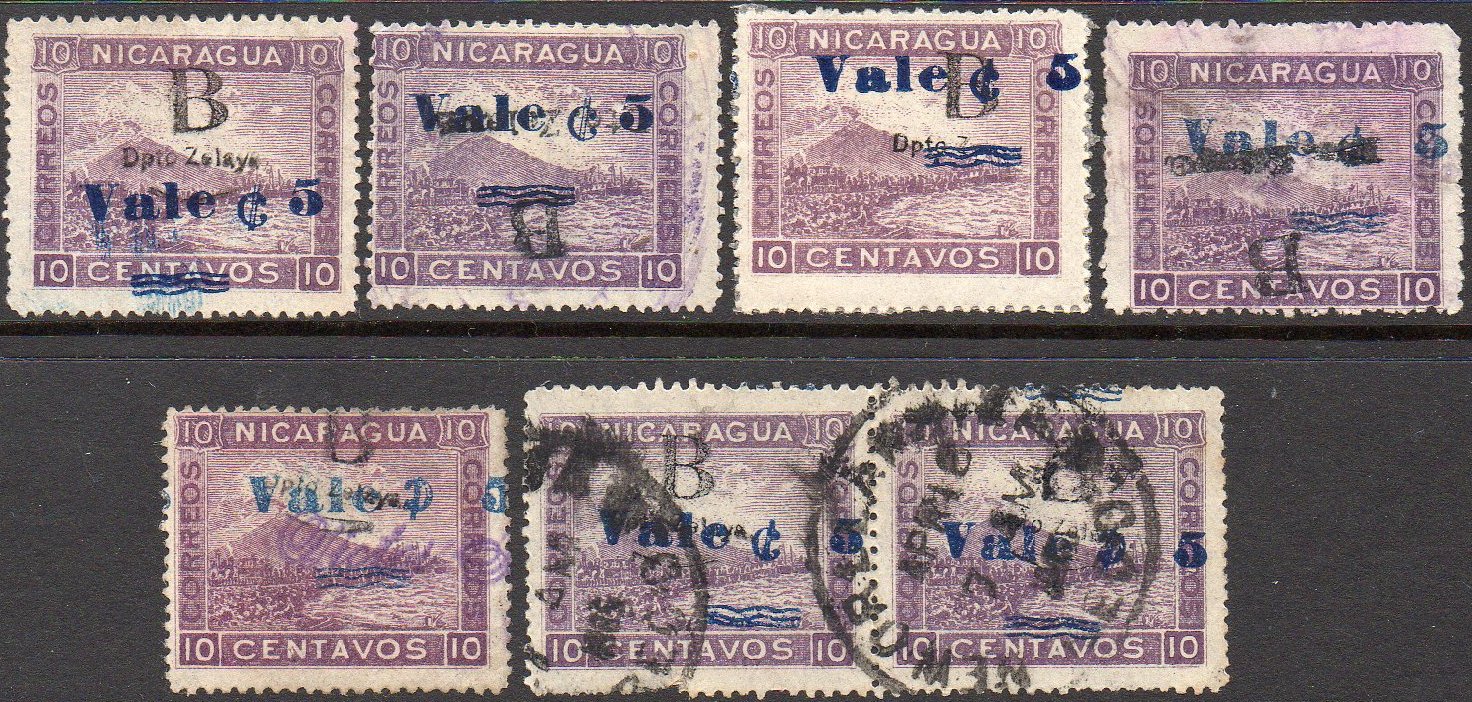 timbres-poste sellos postales stamps Nicaragua Momotombo Zelaya Bluefields Volcano & Train